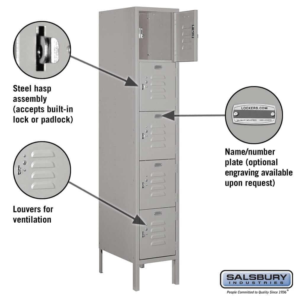 Salsbury Industries Standard Steel Locker — Box Style — 5 Tier, 1 Wide YourLockerStore